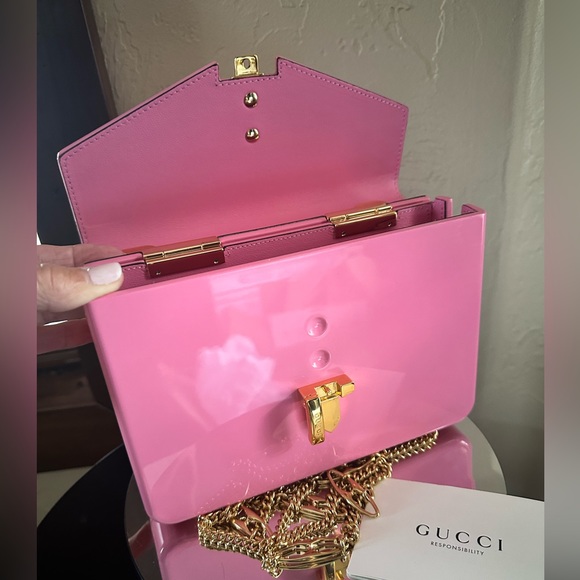 GUCCI 1969 Sylvie 🩷Temporarily Off Market🩷 Authentic Pink Acrylic/Leather 🩷💃 - Picture 5 of 16